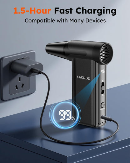 KACNON High-Speed Electric Air Duster 160000 RPM, Cordless Turbo Compressed Air Blower with LED Display, Reusable Mini Air Cleaner