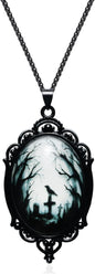 Gothic Necklace as Goth Accessories for Halloween Costume Jewelry for Women, Gothic Jewelry Witch Necklace as Black Choker Goth Gifts, Raven Vampire Pendant as Punk Grunge Accessories Halloween Gifts