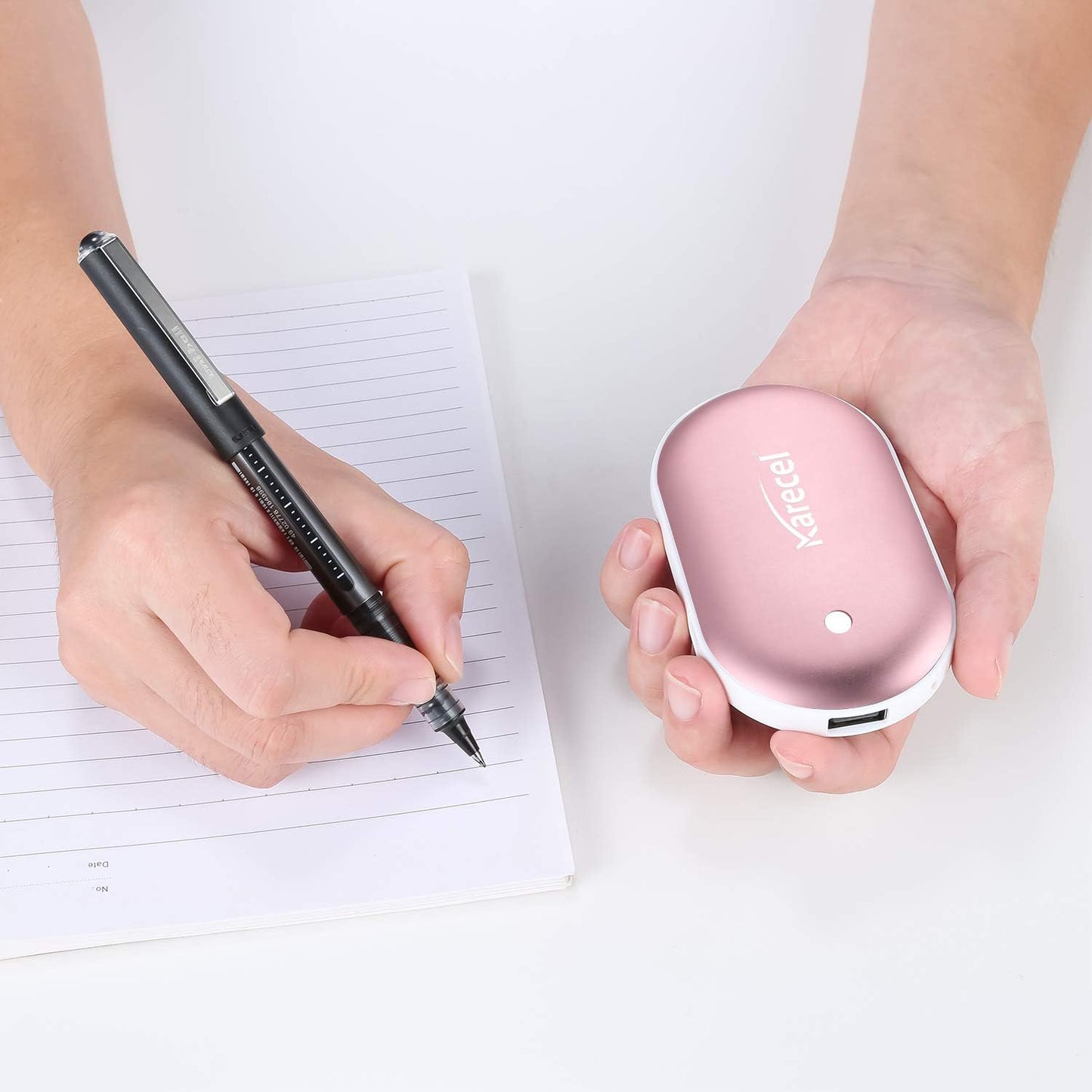 KARECEL Rechargeable Hand Warmers 2 Pack – 10,400mAh Double-Sided Electric Hand Warmers & Power Bank, 4" Full-Surface Heat, Quick Charge Portable USB Pocket Heater, 3 Heat Levels, Tech Gifts for Men & Women – Rose Gold