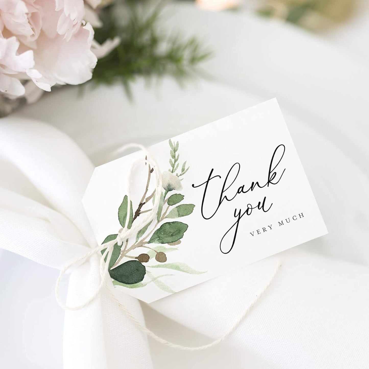 Bliss Collections Thank You Cards - Cards for Weddings, Receptions, Bridal Showers, Baby Showers, Graduations, Special (Rustic Greenery - 25 pieces)