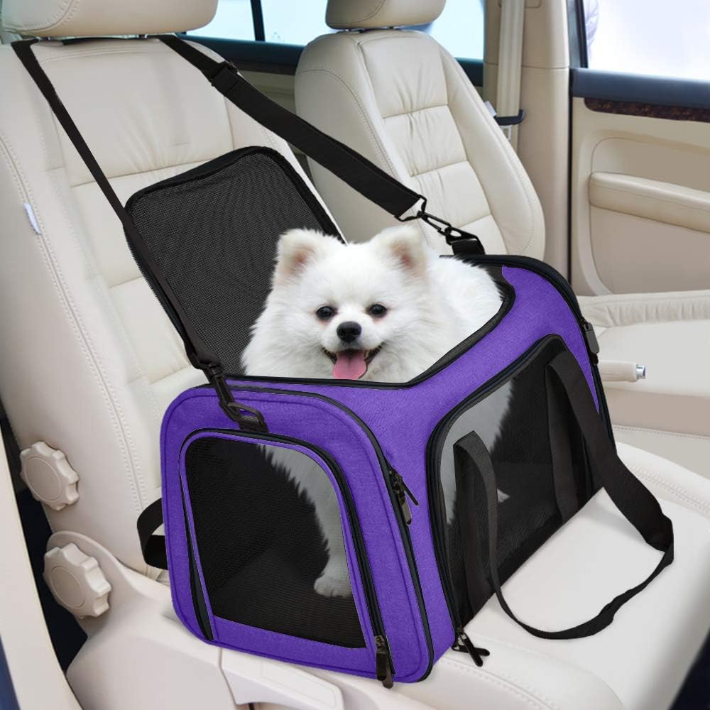Henkelion Cat Carriers Dog Carrier Pet Carrier for Small Medium Cats Dogs Puppies up to 15 Lbs, Airline Approved Small Dog Carrier Soft Sided, Collapsible Waterproof Travel Puppy Carrier - Purple