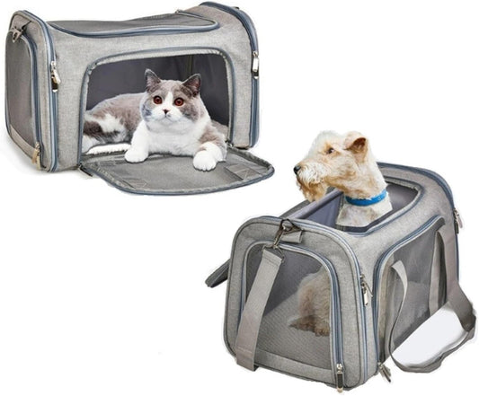 Most Airline Approved Cat Carriers Dog Carriers Soft-Sided Pet Travel Carrier for Puppies/Kittens/Rabbits, 5-Sided Breathable Mesh, Self-Locking Zippers, 17''X11''X11''