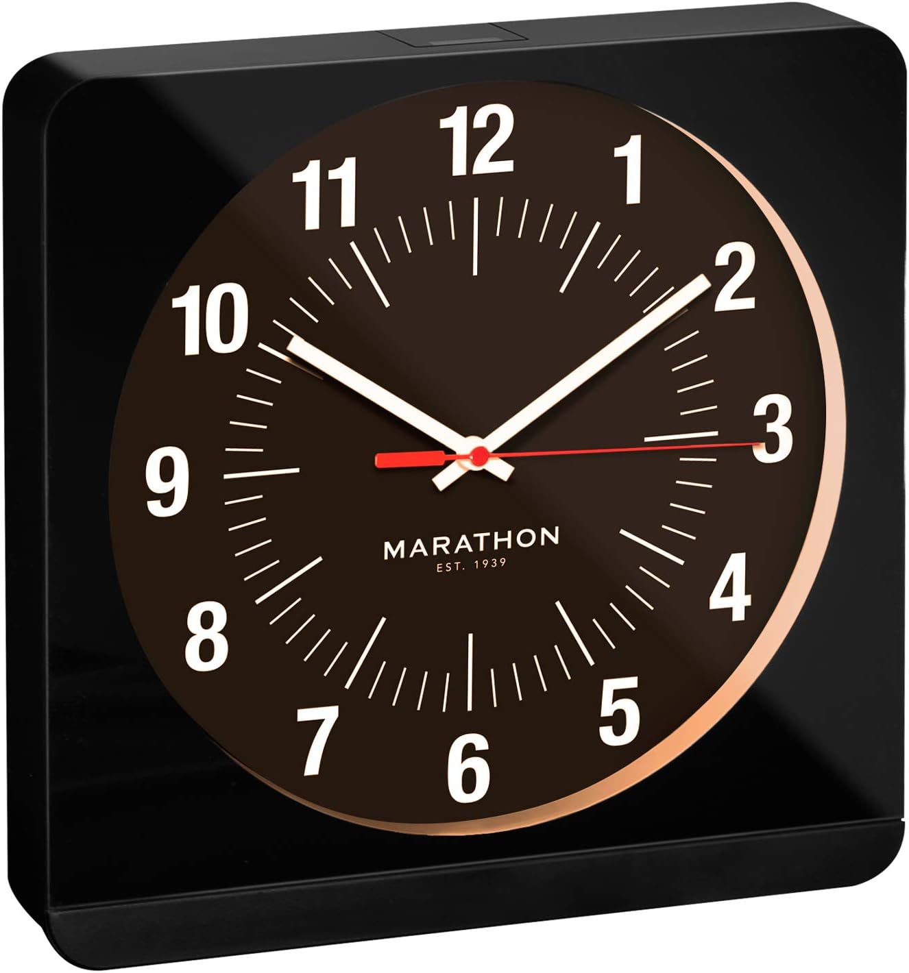 Marathon Studio Edition Jumbo 12 Inch Analog Wall Clock with Auto Back Light. Easy to Read Classic Dial with 12 and 24-Hour Scale - Batteries Included - CL030057-WH-WS-NA (White Case/White Dial)