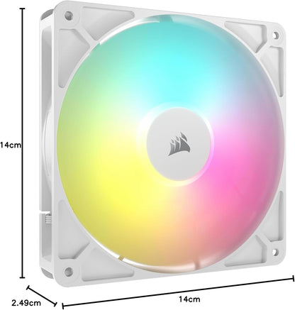 CORSAIR RS120 ARGB 120mm PWM Fan – Daisy-Chain Connection – Low-Noise – Magnetic Dome Bearing – Single Pack – White