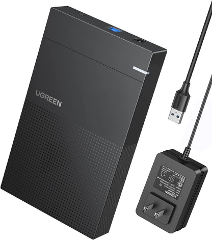 UGREEN Hard Drive Enclosure 3.5 2.5 Inch SSD Enclosure, USB 3.0 to SATA HDD Case with 12V Power Adapter, Fast 5Gbps with UASP for Windows, macOS, Linux, SATA III II I, Tool-Free, Heat Dissipation