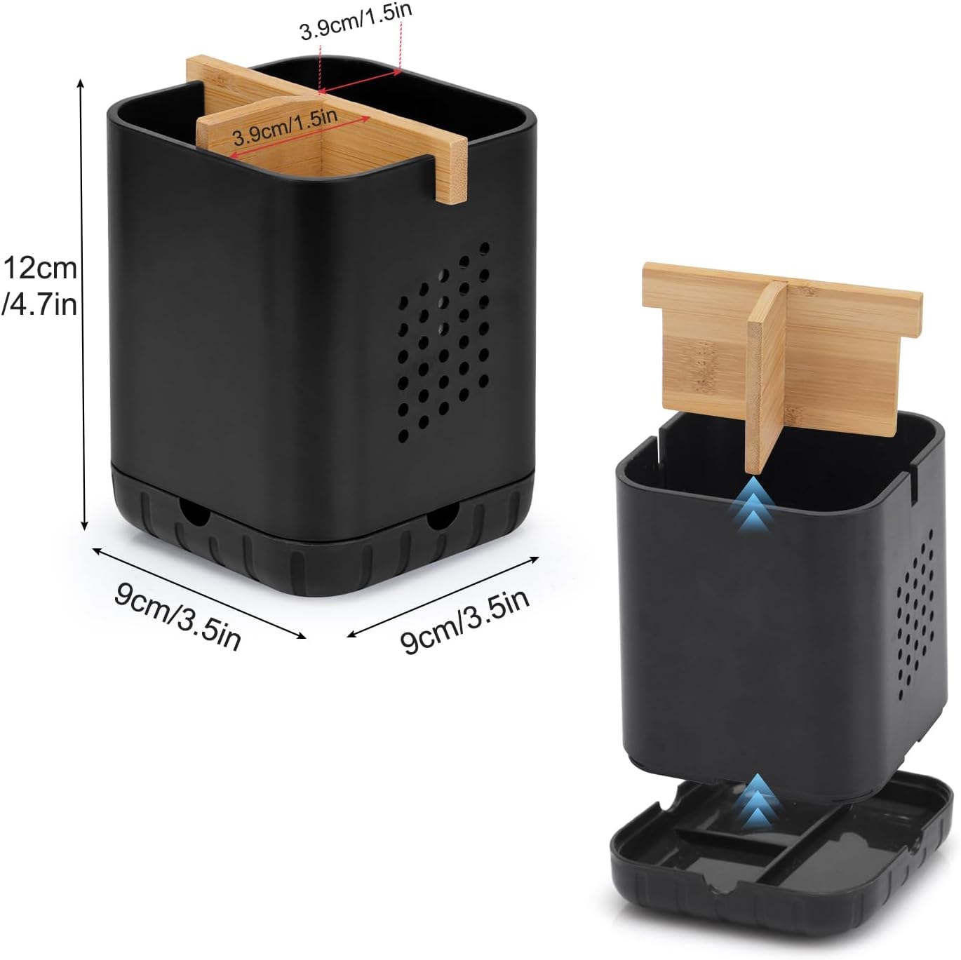 Black Electric Toothbrush Holder with 3 Slots, Bathroom Countertop Organizer with Suction Mount, Matte Finish - PuriLite
