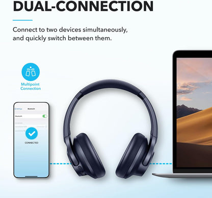 soundcore by Anker Q20i Hybrid Active Noise Cancelling Headphones, Wireless Over-Ear Bluetooth, 40H Long ANC Playtime, Hi-Res Audio, Big Bass, Customize via an App, Transparency Mode, Ideal for Travel