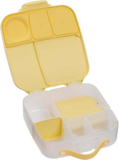 b.box 5-Compartment bento Style Lunch Box for Kids, Toddlers, Childrens, BPA-Free Food Storage Container with Cooler Pack, ON-The-GO Food Box with Handles Included Custom Divider, Lemon Twist