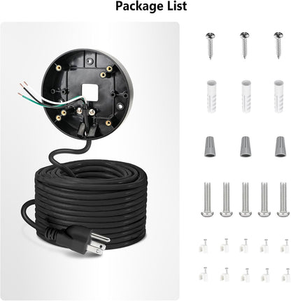 Câble d'alimentation et support enfichable pour caméras de projecteur compatibles avec Floodlight Cam Wired Pro/Plus, caméra de projecteur filaire Blink, boîtier électrique avec câble résistant aux intempéries de 6,1 m (support et cordon 2 en 1)