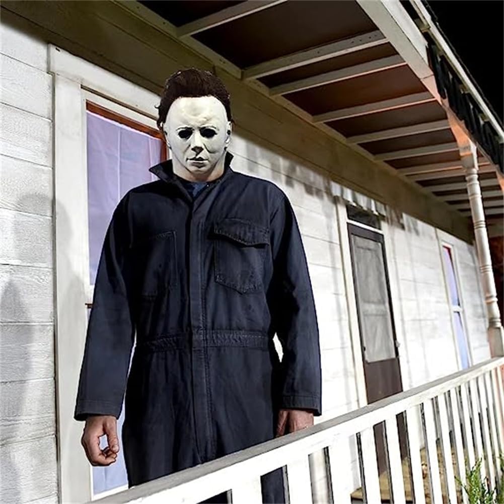 Halloween Michael Myers Mask, Halloween Creepy Full Head Mask Latex Horror Scary Masks for Adult Cosplay Costume Party Props