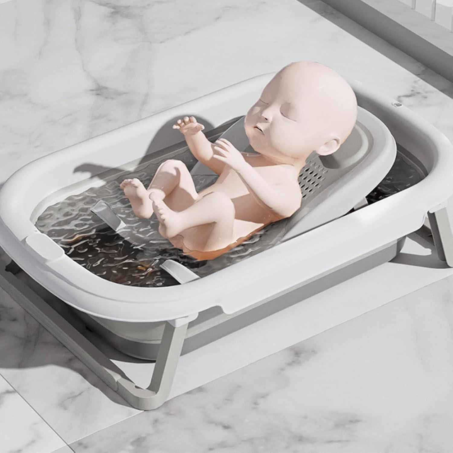Multifunctional Infant Bath, Lying Down Shower Basin for Home Use, Counter Sink Or Bathtubs Bathtub Shower Bed (Gray) - PuriLite
