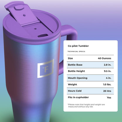 Insulated Tumbler with Straw Lid & Handle - 32oz (2 Lids) - Vacuum Leakproof Double Walled Stainless Steel Travel Mug Cup for Coffee Tea Water Hold Cold Iced Drinks - Fits Car Cup Holder