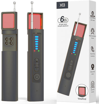 Hidden Camera & GPS Tracker Detector – Portable, Durable Anti-Spy Device for ATM Users, Shopping Malls, Business Security, Professional Signal Detection (Black)