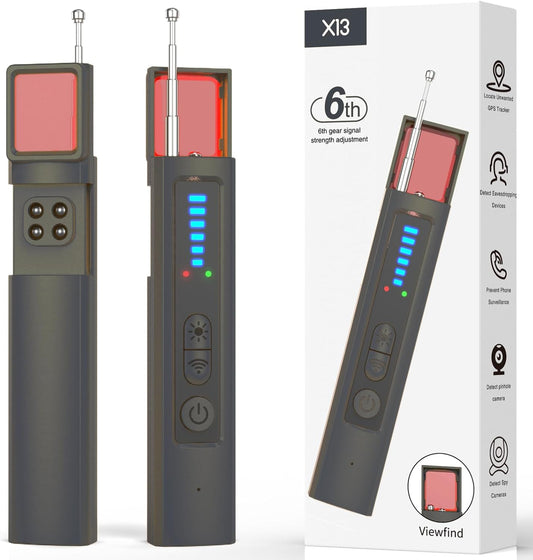 Hidden Camera & GPS Tracker Detector – Portable, Durable Anti-Spy Device for ATM Users, Shopping Malls, Business Security, Professional Signal Detection (Black)