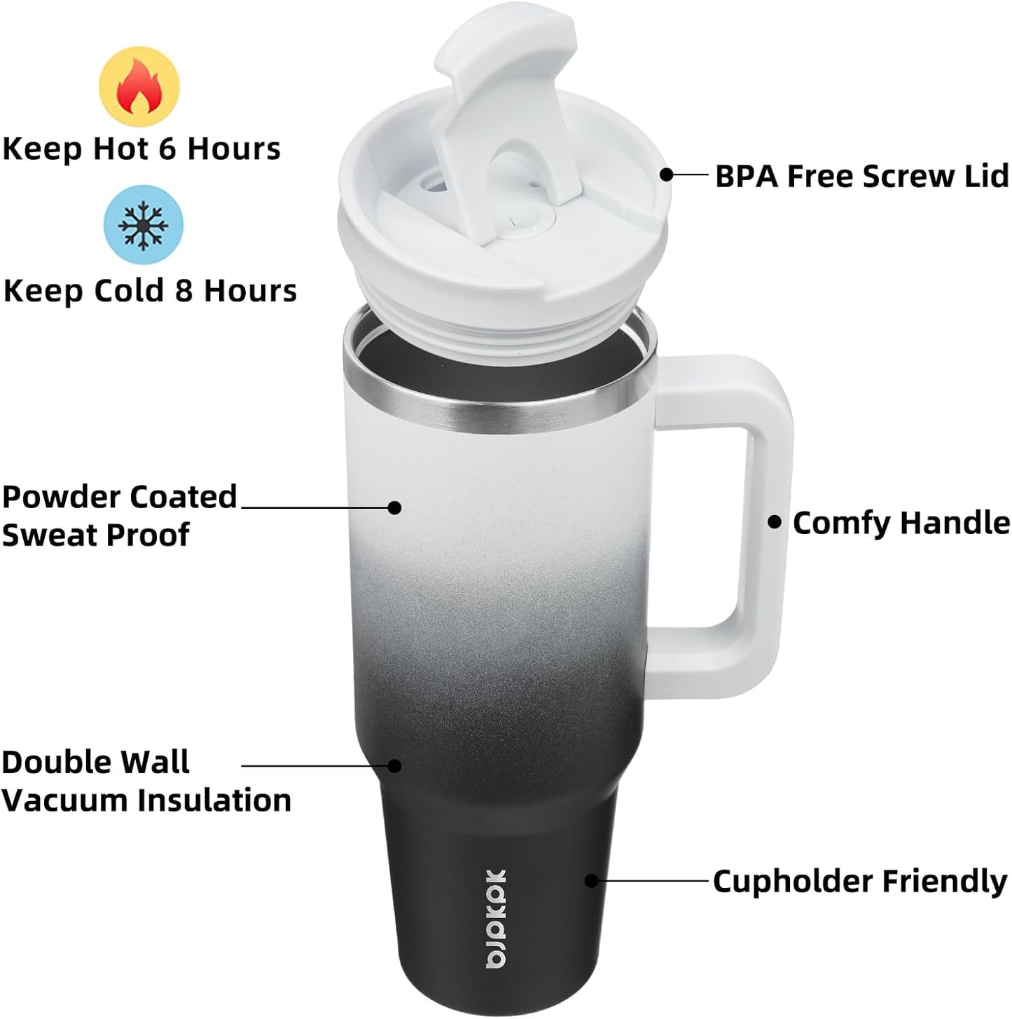 BJPKPK Tumbler with Handle and Straw 30oz Insulated Tumbler Cups with Lid Stainless Steel Travel Coffee Mug,Indigo Black
