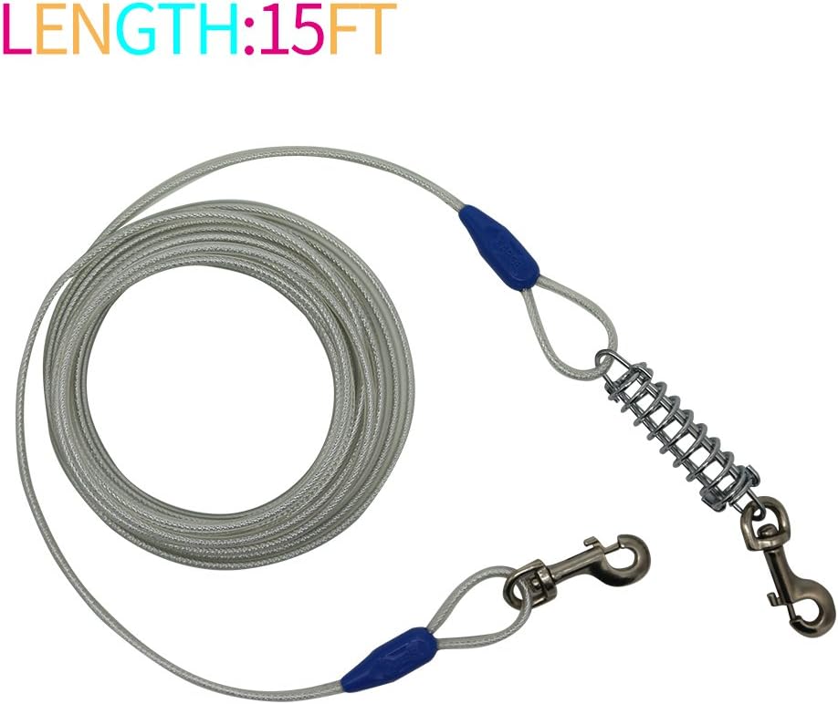 Petest 25ft Reflective Tie-Out Cable for Small Dogs Up to 35 Pounds