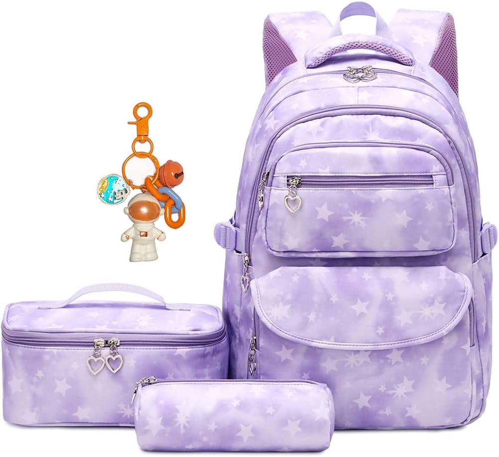 3Pcs Daisy Prints Backpack for Girls Bookbag set Primary School Daypack Elementary Students Knapsack with Lunch Box