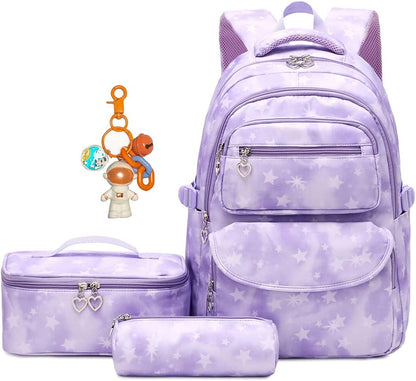 3Pcs Daisy Prints Backpack for Girls Bookbag set Primary School Daypack Elementary Students Knapsack with Lunch Box