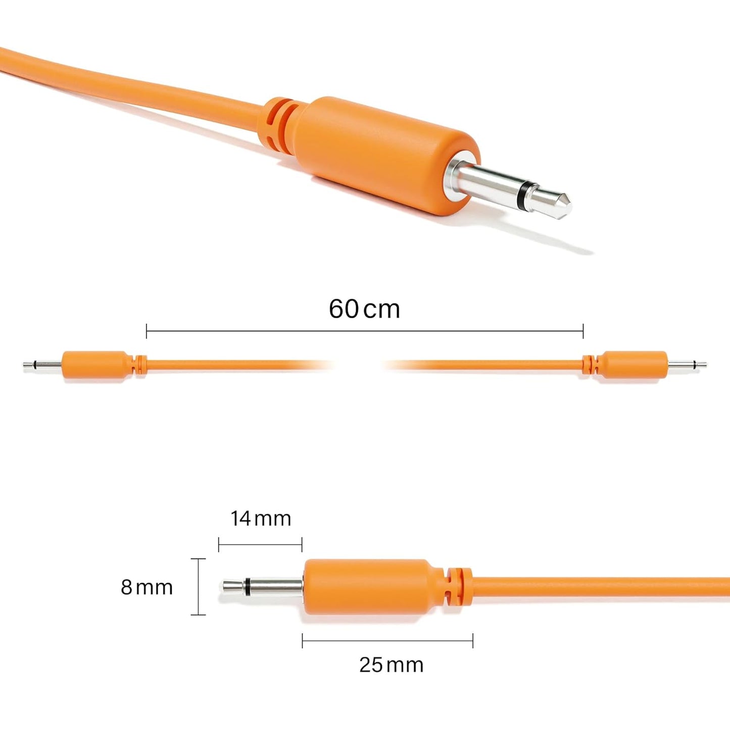 ExcelValley - Mono Modular Patch Cables TS 3.5mm 1/8 inch Eurorack Synthesizer [10-Pack | 20 cm - 7.87"]