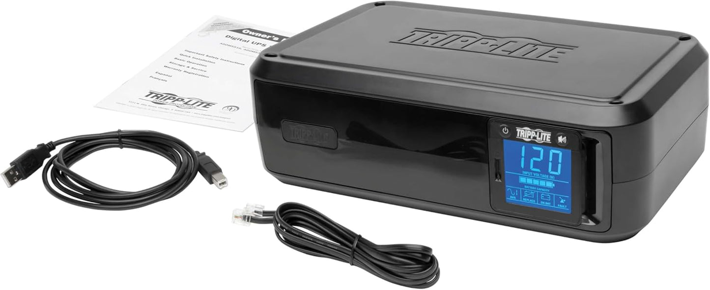 Tripp Lite SMART1000LCD 1000VA 500W UPS Back-Up Smart Tower LCD AVR 120V USB Coax RJ45, 8 Outlets