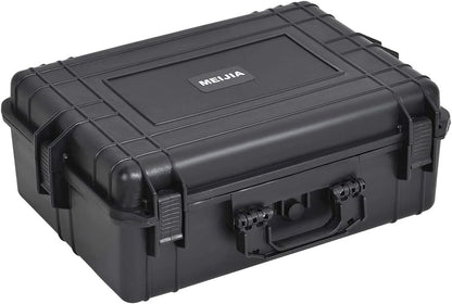 MEIJIA Portable Waterproof Protective Hard Case,Camera Case with Customizable Fit Foam Inserted, Elegant Black (9.17"x 7.56"x4.33")