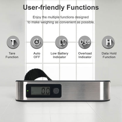 travel inspira Luggage Scale, Portable Digital Hanging Baggage Scale for Travel, Suitcase Weight Scale with Rubber Paint, 110 Pounds, Battery Included - Blue