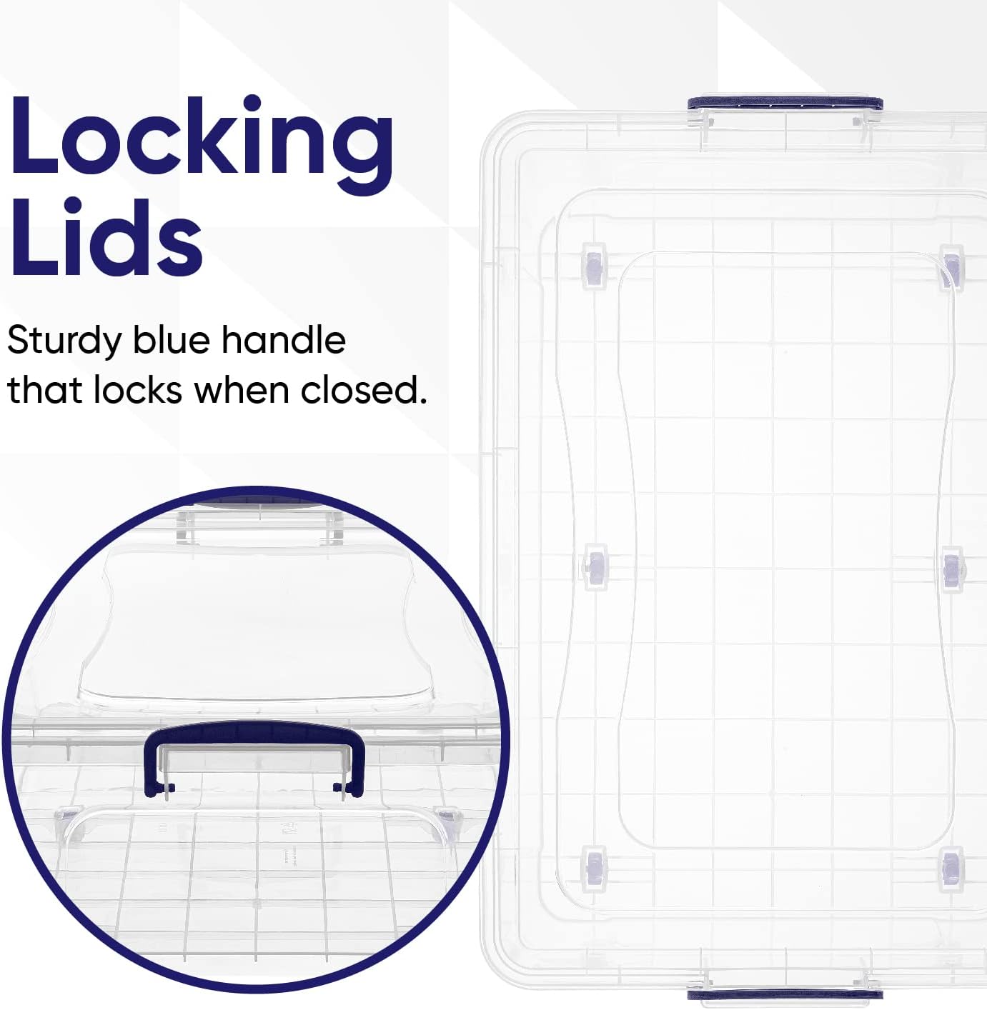 Superio Storage Bins with Lids- 3 Pack, 1.85 Qt Clear Boxes for Organizing, Stackable Plastic Containers- BPA Free, Non-Toxic, Odor Free, Organizer for Home, Office, Dorm