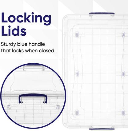 Superio Storage Bins with Lids- 3 Pack, 1.85 Qt Clear Boxes for Organizing, Stackable Plastic Containers- BPA Free, Non-Toxic, Odor Free, Organizer for Home, Office, Dorm