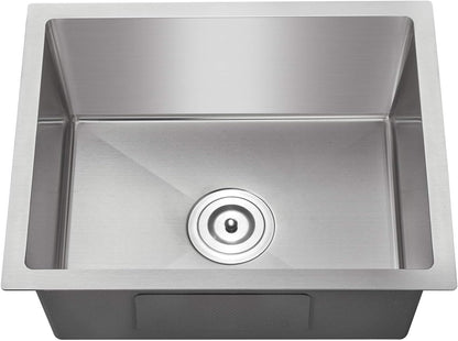 MENATT 20-inch Undermount Kitchen Sink, SUS304 Stainless Steel Handmade Single Bowl Kitchen Sink with Sink Strainer (Brushed), 20"x16"x9"