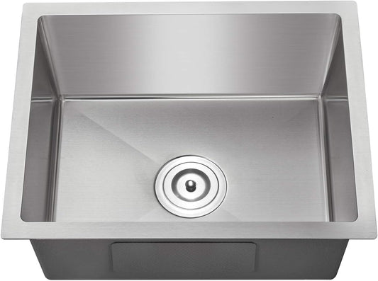 MENATT 20-inch Undermount Kitchen Sink, SUS304 Stainless Steel Handmade Single Bowl Kitchen Sink with Sink Strainer (Brushed), 20"x16"x9" - PuriLite