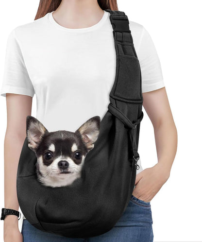 Pawaboo Small Dog Sling Carrier, Reversible Hands Free Dog Sling Carrier for Small Dogs and Cats, Puppy Sling Carrier with Adjustable Strap Buckle & Safety Harness, Puppy Essentials, Grey