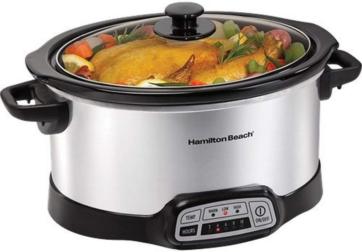 Hamilton Beach Programmable Slow Cooker, 6 Quart Capacity, Silver, 33463