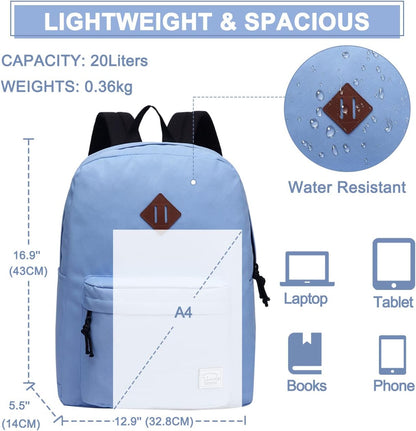 School Backpack for Kids, VASCHY Lightweight Water Resistant Casual Schoolbag Daypack for Men Women Teen Boys Girl Bookbag