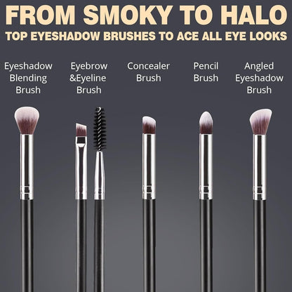 BEAKEY Makeup Brush Set Professional for Eye and Face, Foundation Blending, Eyeshadow, Concealer, Eye Shadow with 2 Blender Sponge, Paper Case, Gifts for Women
