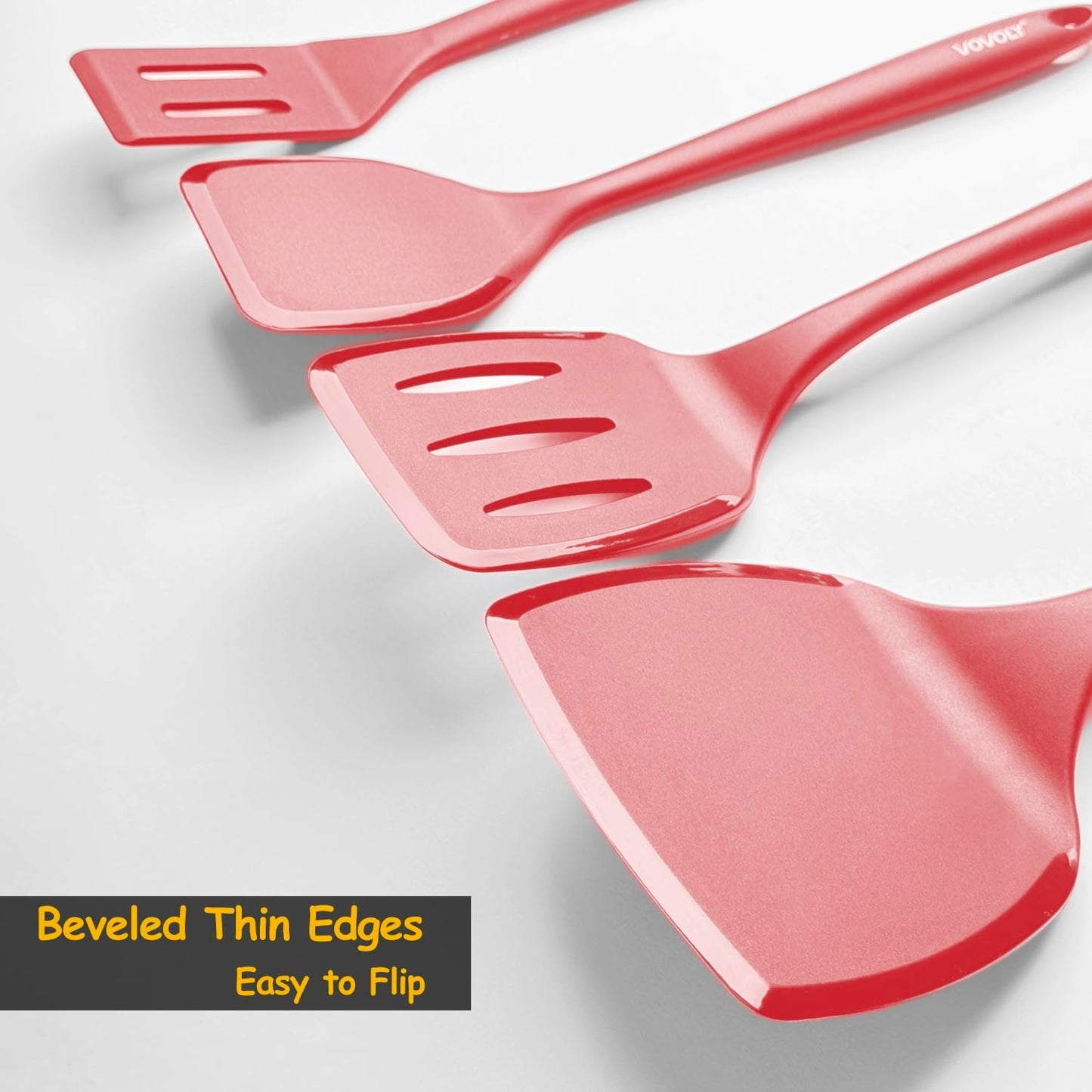 Silicone Spatula Set, 600°F Heat Resistant Silicone Spatula Turner Flipper for Cooking, Non Stick and Non Scratch Kitchen Utensils for Eggs & Pancakes, 4 Pack, Black