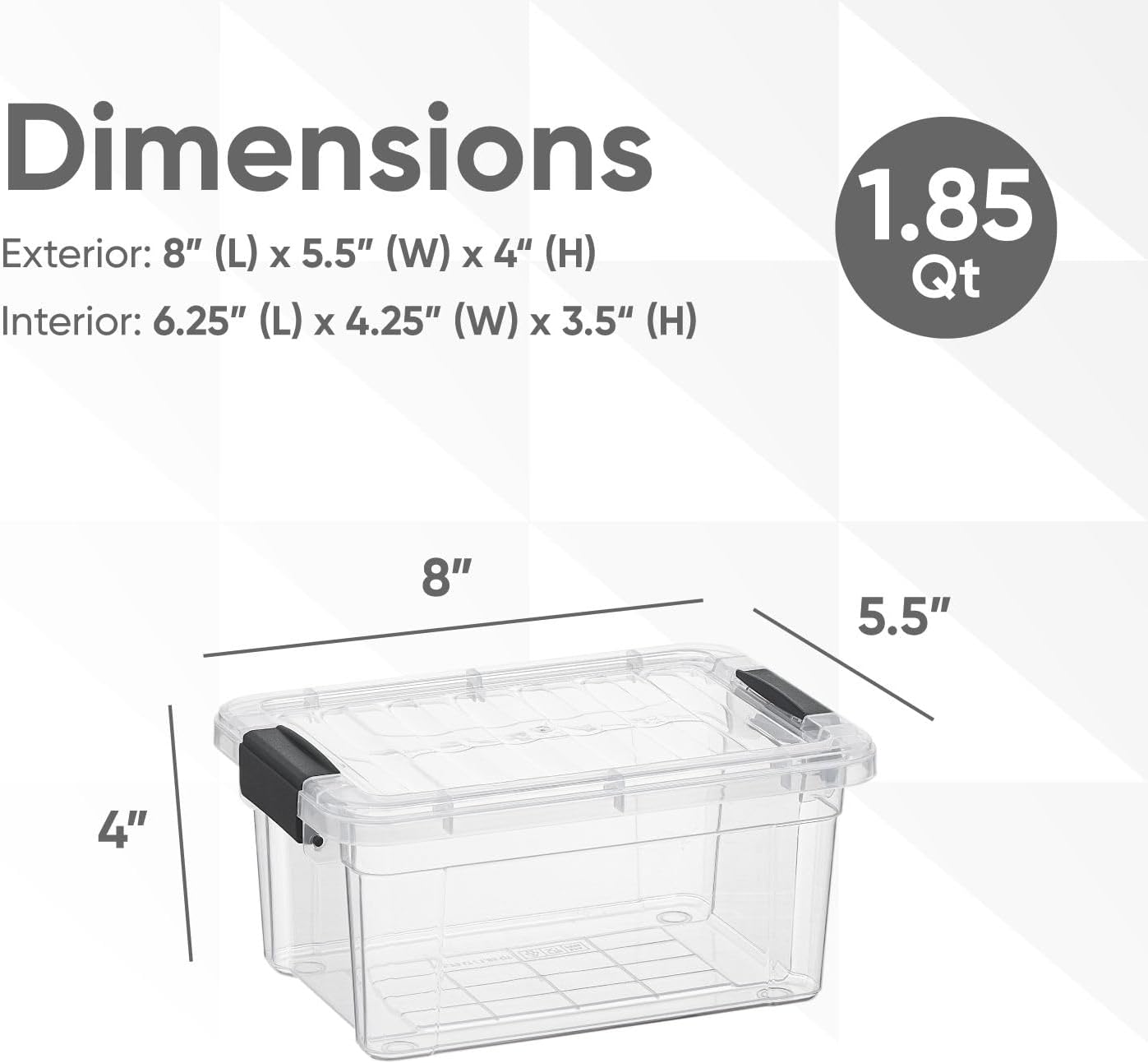Superio Storage Bins with Lids- 3 Pack, 1.85 Qt Clear Boxes for Organizing, Stackable Plastic Containers- BPA Free, Non-Toxic, Odor Free, Organizer for Home, Office, Dorm