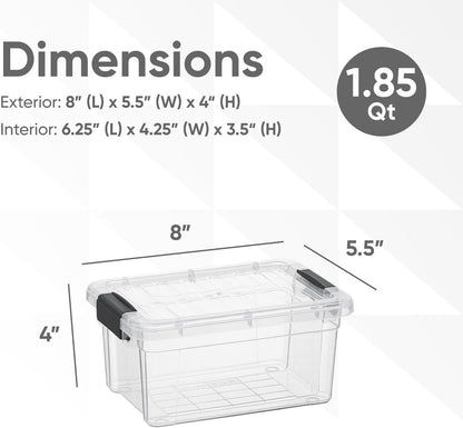 Superio Storage Bins with Lids- 3 Pack, 1.85 Qt Clear Boxes for Organizing, Stackable Plastic Containers- BPA Free, Non-Toxic, Odor Free, Organizer for Home, Office, Dorm