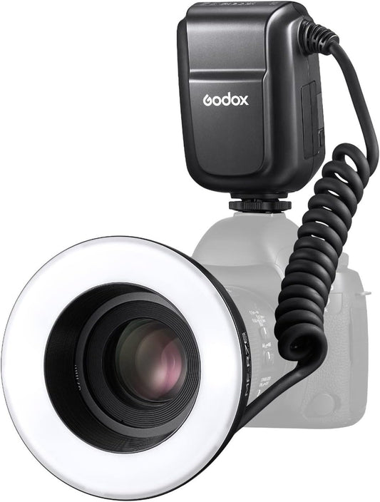 GODOX MF-R76 Macro LED Ring Flash Speedlite 76Ws 660 Full-Power Flashes Dual-Flash Tubes Power Adjustment 1/128 to 1/1 10 Levels of Power Ratio for Canon Nikon Sony Fuji Olympus Panasonic (NO TTL) - PuriLite