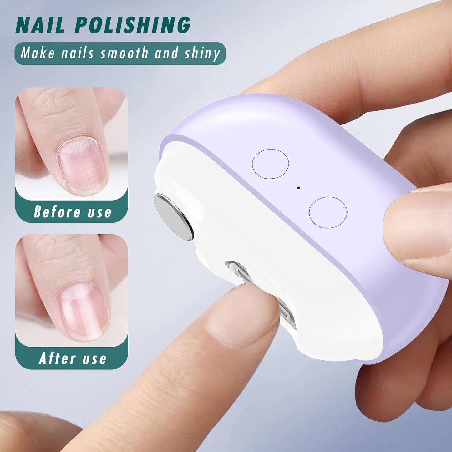 Aerbee 2 in 1 Electric Polishing Automatic Nail Clippers, Electric Nail Clipper USB Rechargeable Electric Nail File Kit with 2 Speeds Professional Manicure Pedicure Set with LED Light (Grey)