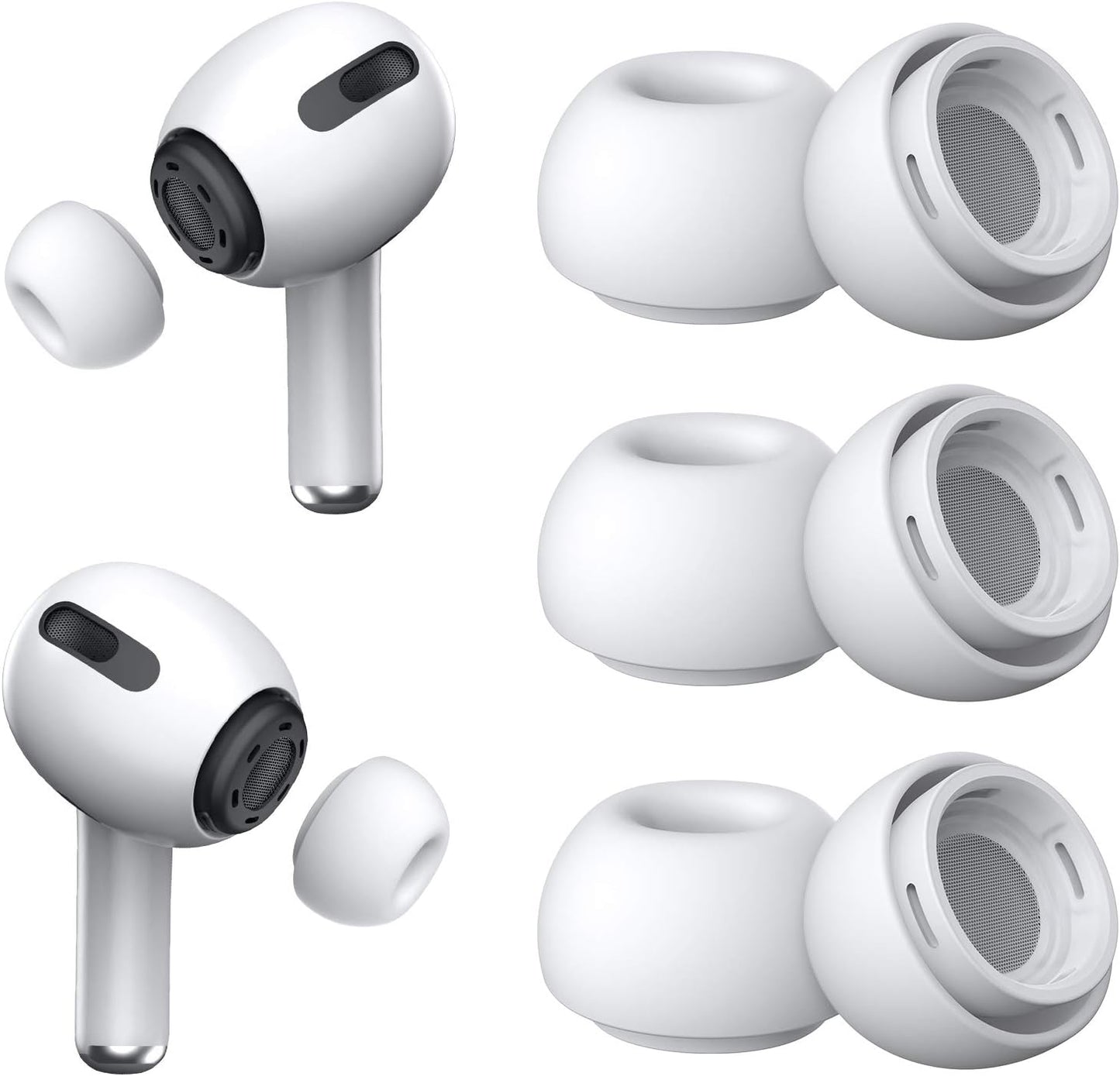 YUWAKAYI [3 Pairs] Replacement Ear Tips for AirPods Pro & Pro 2nd Gen with Noise Reduction Holes, Silicone Ear Tips with Portable Storage Box & Fit in Charging Case (S/M/L)