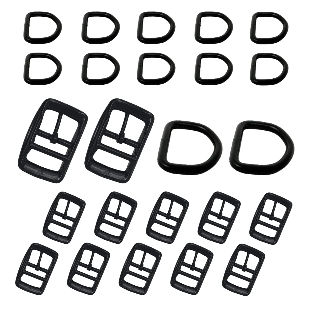 Regal Dog Products 1" Inch Double Bar Buckle and Matching D-Ring in Nickel Plated Hardware (6-pack)