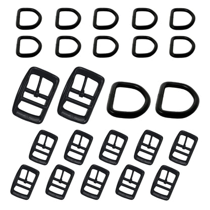 Regal Dog Products 1" Inch Double Bar Buckle and Matching D-Ring in Nickel Plated Hardware (6-pack)