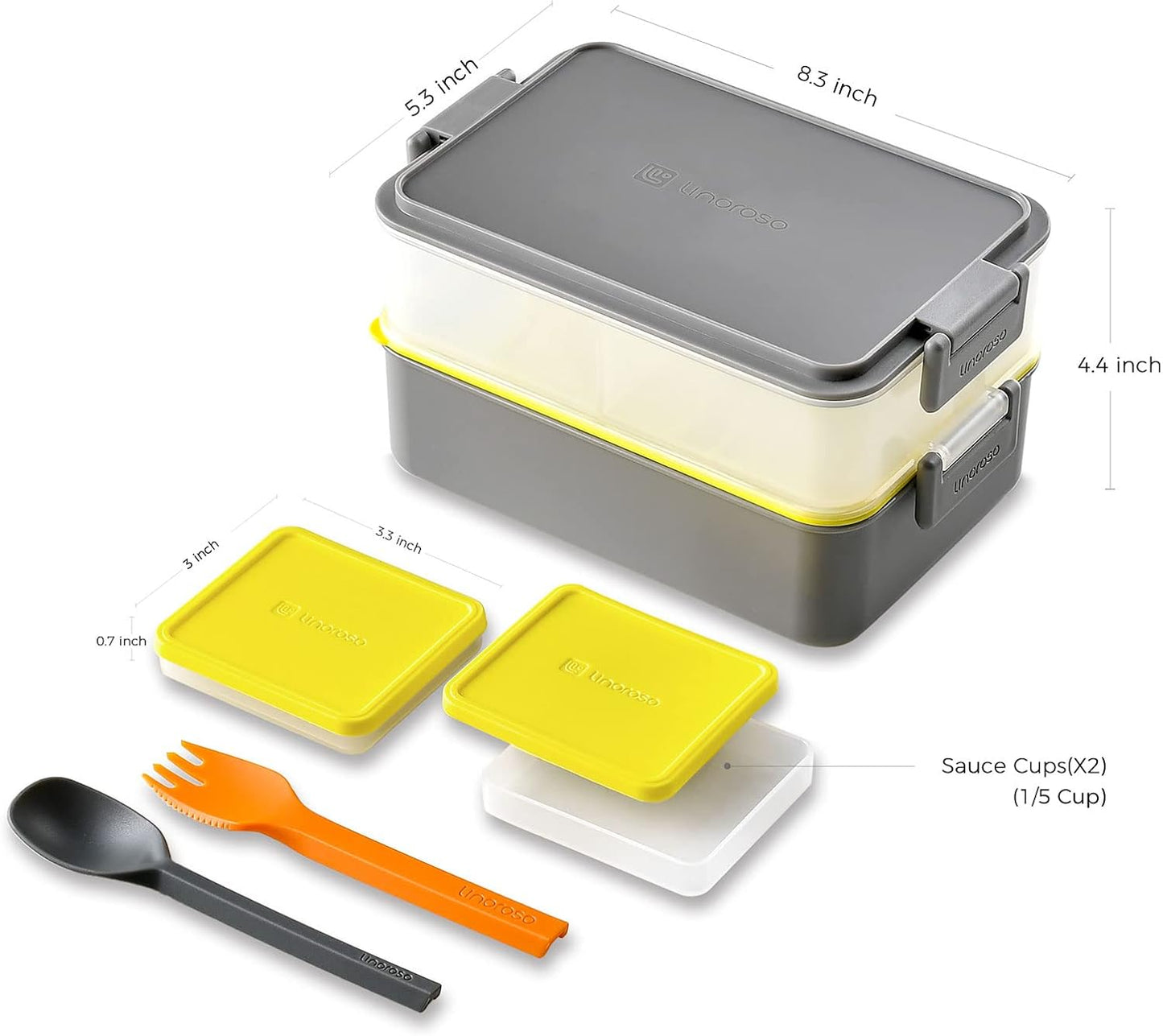 Linoroso Stackable Bento Box Adult Lunch Box | Meet All You On-The-Go Needs for Food, Salad and Snack Box, Premium Bento Lunch Box for Adults Include Utensil Set, Dressing Containers - Pale Mint