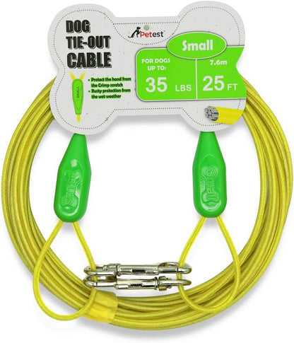 Petest 25ft Reflective Tie-Out Cable for Small Dogs Up to 35 Pounds