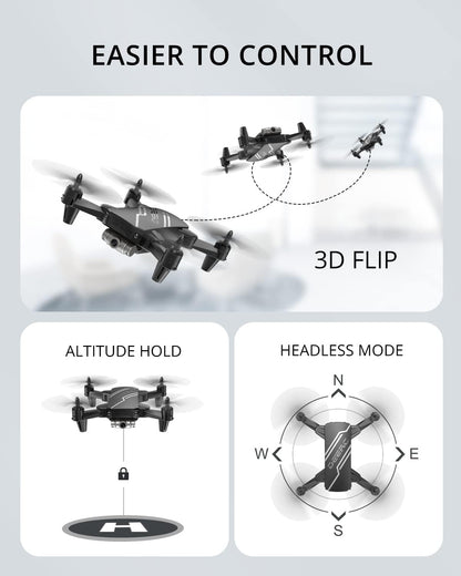 DEERC D20 Mini Drone Foldable for Kids with 720P HD FPV Camera Remote Control Toys Gifts for Boys Girls with Tap Fly,Auto Hover,Voice/Gesture Control,Speed Adjustment,2 Batteries,3D Flip