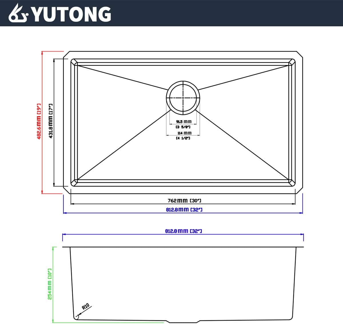 Yutong Kitchen Stainless Steel Sink Bottom Grid with Small Rounded Corner (27.5" x 15.5")