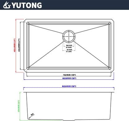 Yutong Kitchen Stainless Steel Sink Bottom Grid with Small Rounded Corner (27.5" x 15.5")