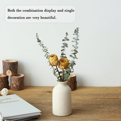 CEMABT White Ceramic vase Set-3 Small Flower vases for Decor,Modern Boho Farmhouse Home Decor,Decorative vase for Pampas Grass&Dried Flowers,idea Shelf,Table,Bookshelf ，Entryway- Distresse