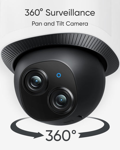 eufy Floodlight Camera E340 with AC Cable, Security Camera Outdoor, 360° PTZ, 24/7 Recording, 2.4G/5G Wi-Fi, 2000 LM, Motion Detection, Built-in Siren, Dual Cam, HB3 Compatible, No Monthly Fee