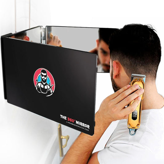 The 360 Mirror - 3 Way Adjustable Trifold Barber Mirror for Self Hair Cutting - Tri Fold Self Haircut System for Men and Women Braiding